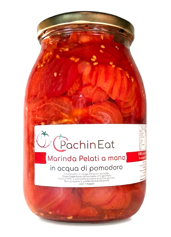 Vaso di Marinda pelati a mano in acqua di pomodoro